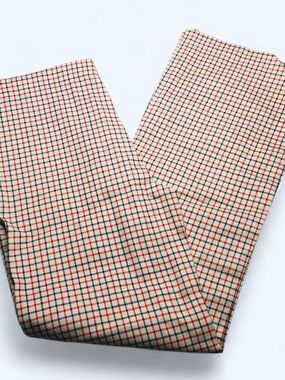 VTG OOAK *Unfinished* 60s Patriotic Plaid Pants Cream w/ Red & Blue Stripes